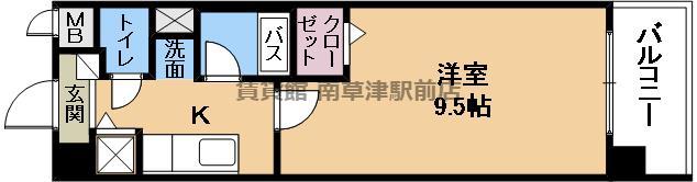 メゾンクレールIII(1K/2階)の間取り写真