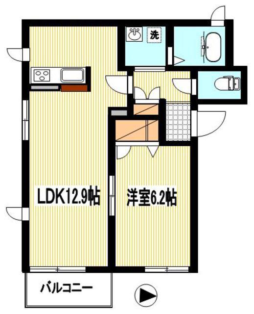 グレースメゾン登戸(1LDK/3階)の間取り写真