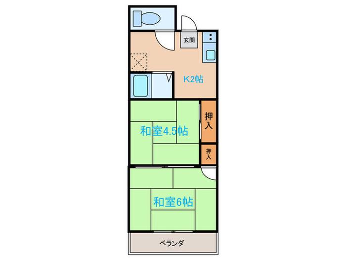 麦倉マンション(2K/3階)の間取り写真