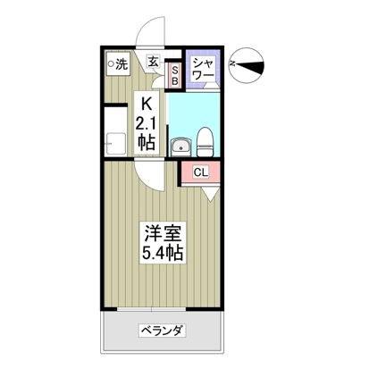 カーサ ネロ ディ ミッレ(1K/2階)の間取り写真