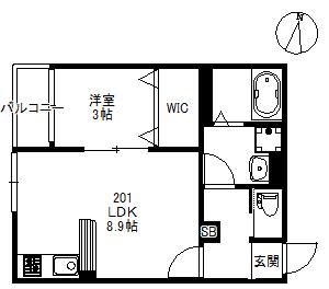 NEXUS RESIDENTIAL SQUARE(1LDK/2階)の間取り写真