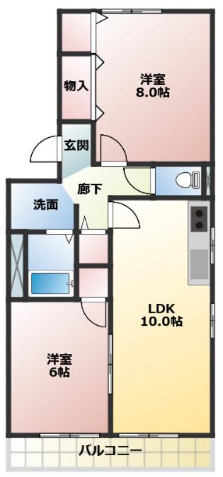 クレール(2LDK/1階)の間取り写真