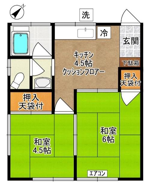 太田ハイツ(2K/1階)の間取り写真