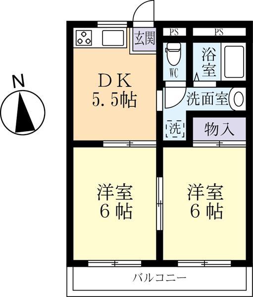 中沢ハイツ(2DK/1階)の間取り写真