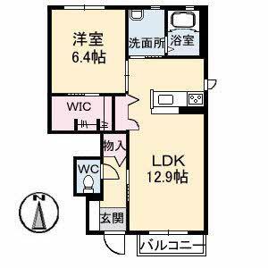 シャーメゾンみずほB棟(1LDK/1階)の間取り写真