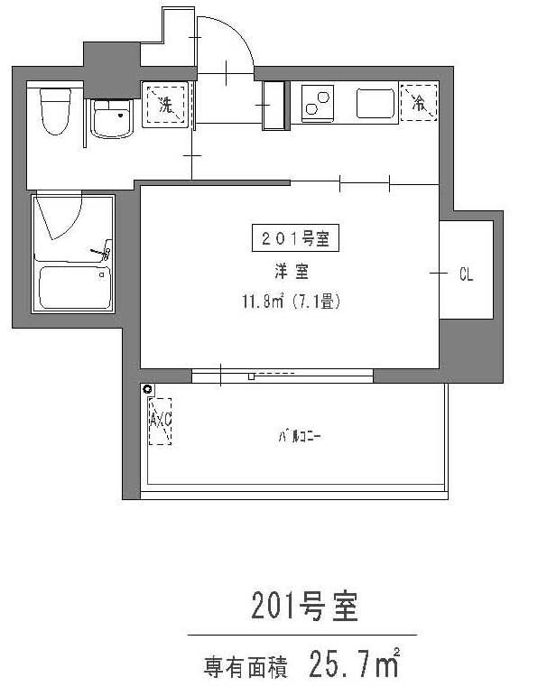 ヴィラマール五橋(1K/5階)の間取り写真