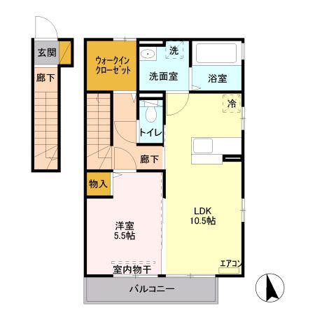 エスペランサアークA(1LDK/2階)の間取り写真