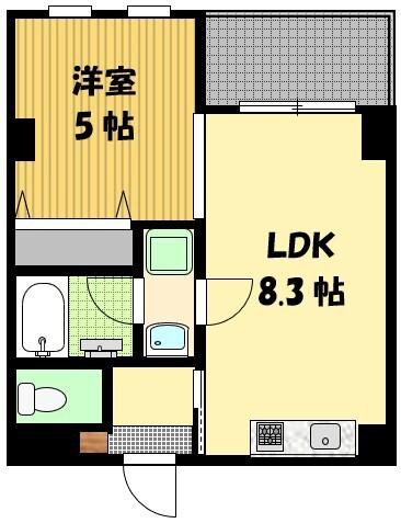 CIELO平野町(1LDK/2階)の間取り写真