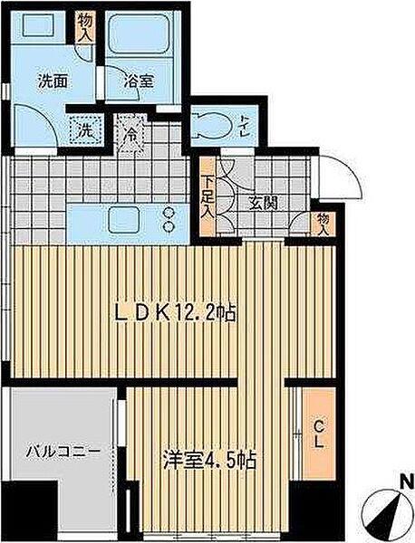 ウィルテラス勝どき(1LDK/2階)の間取り写真