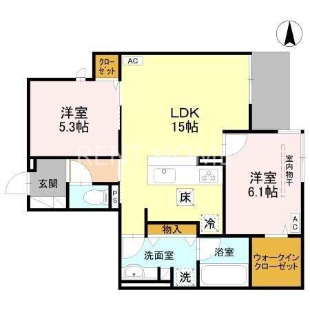 ドエルエミネンス達(2LDK/2階)の間取り写真