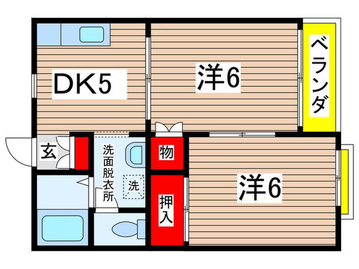 フォーレストA(2DK/2階)の間取り写真