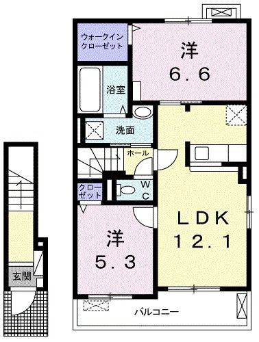 ベルオーブVI(2LDK/2階)の間取り写真