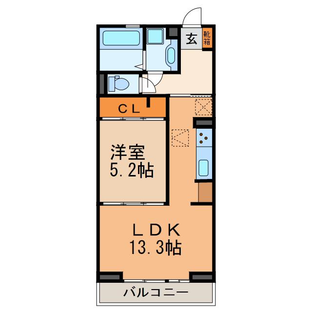 グランシャリオ篠木(1LDK/1階)の間取り写真