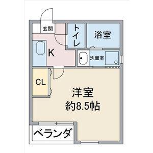 アクシス宝が丘(1K/2階)の間取り写真