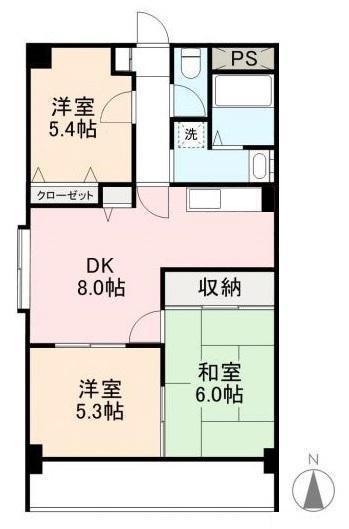 ディアコート茜(3DK/6階)の間取り写真