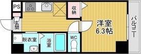 千葉・住吉(1K/6階)の間取り写真