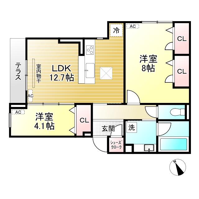 CASA DE MANA 吉祥寺(2LDK/1階)の間取り写真