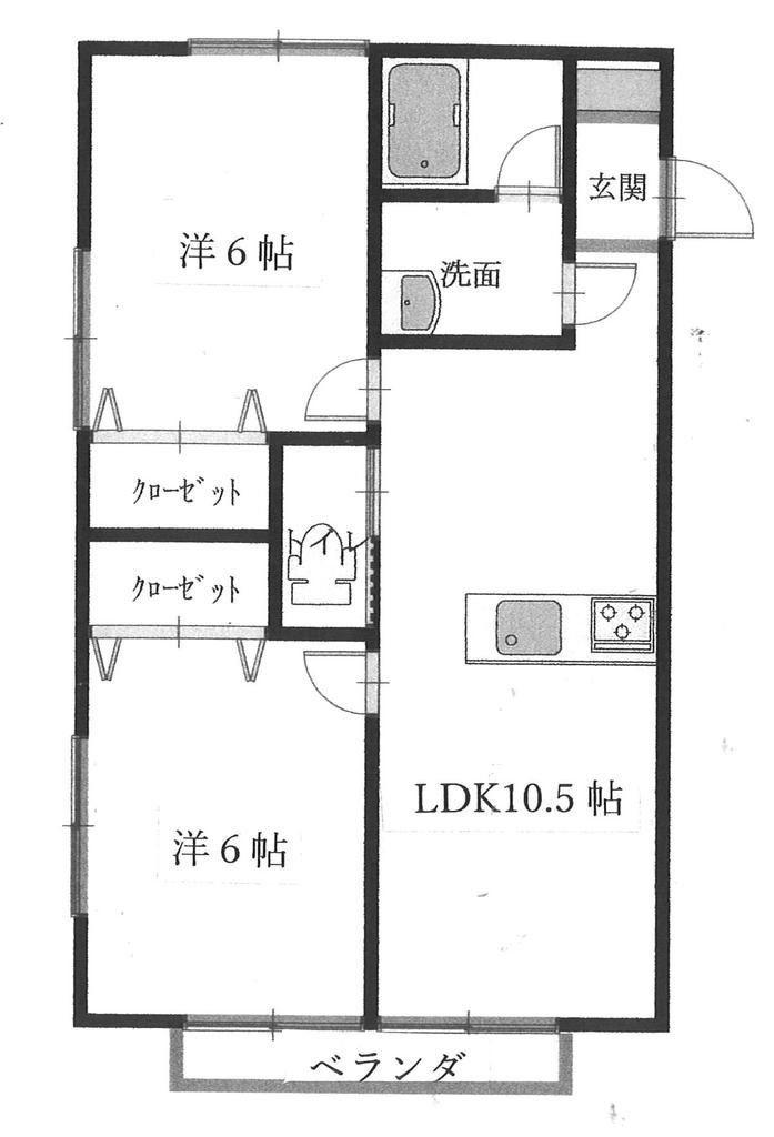ヴィクトリーD(2LDK/1階)の間取り写真