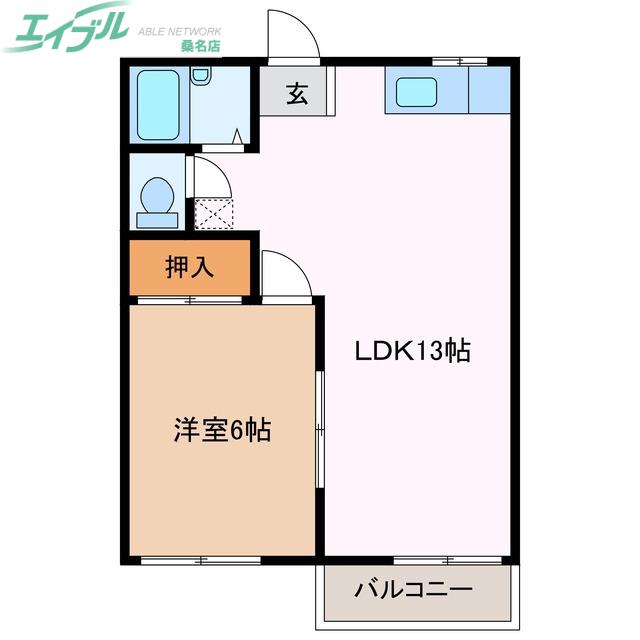 カプレーナ桑名 A棟(1LDK/2階)の間取り写真