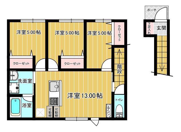 愛の世代の前に(3LDK/2階)の間取り写真