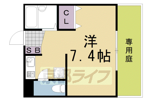 パルテール桂(1K/1階)の間取り写真