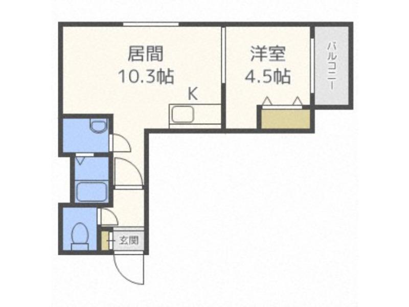 TRE VENTI美術館西(1LDK/1階)の間取り写真