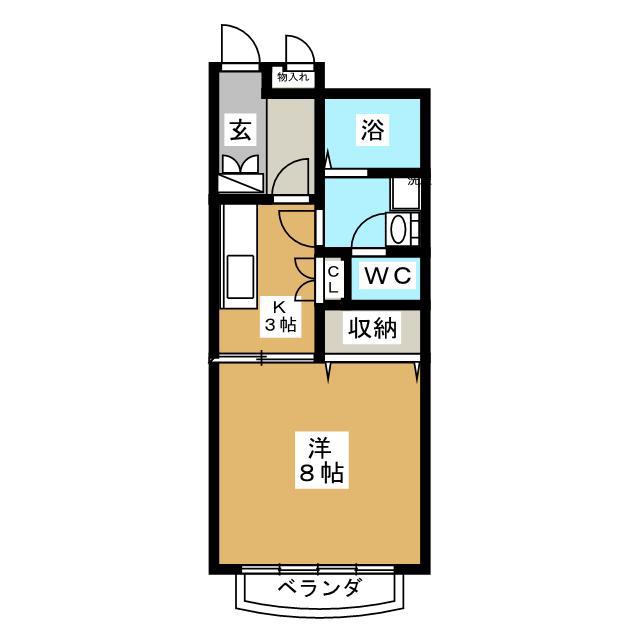 レジデンスヤマシチ C(1K/1階)の間取り写真