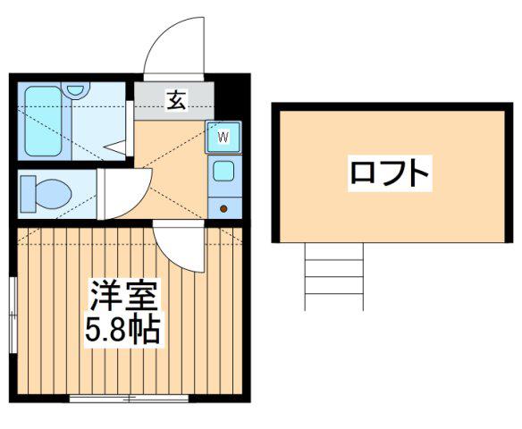グリーンクレスト(1K/2階)の間取り写真