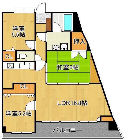 ニューガイア四季彩の丘C棟(3LDK/3階)の間取り写真