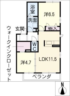 GREEN SPOT A棟(2LDK/2階)の間取り写真