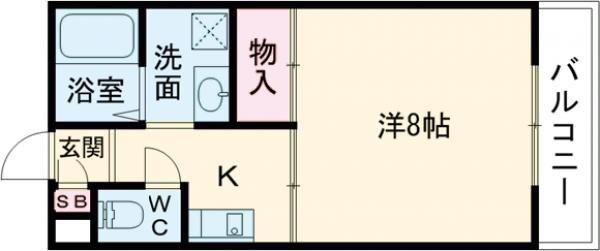 サンモールC棟(1K/2階)の間取り写真