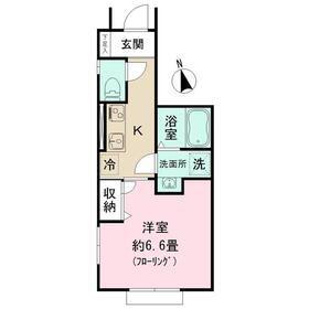 フォンテーヌB(1K/1階)の間取り写真
