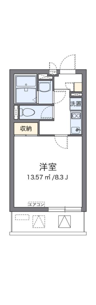クレイノシーサイド石津川(1K/2階)の間取り写真