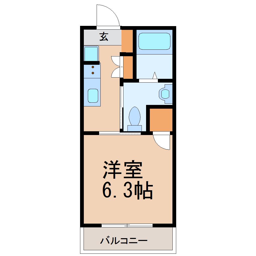 ハピネス由比ガ浜(1K/2階)の間取り写真