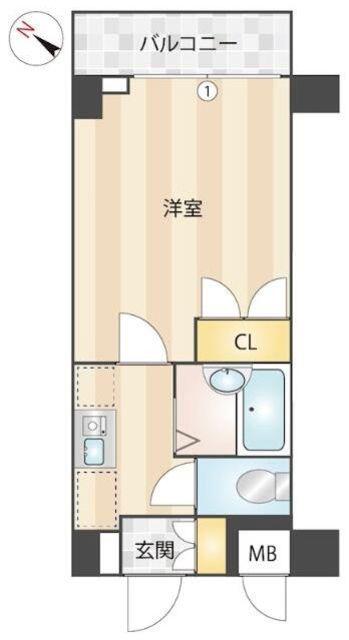 メインステージ不動前(1K/7階)の間取り写真