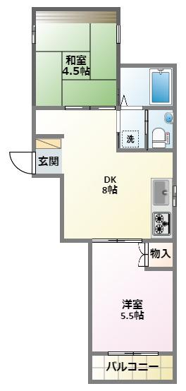 第2加藤ハイツ(2DK/1階)の間取り写真