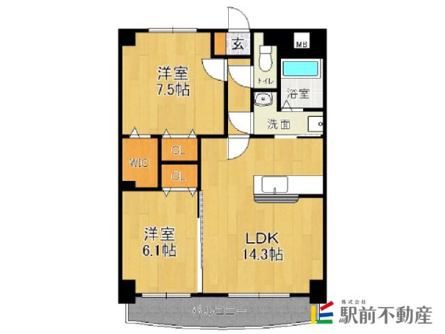 アルテール春日(2LDK/3階)の間取り写真