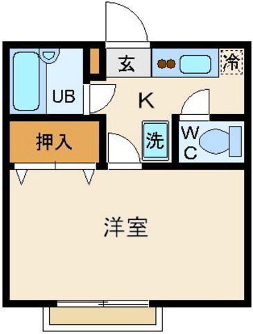 ソレーユ中央(1K/1階)の間取り写真