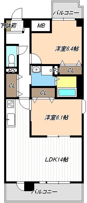 スペランツァ砂美(2LDK/6階)の間取り写真