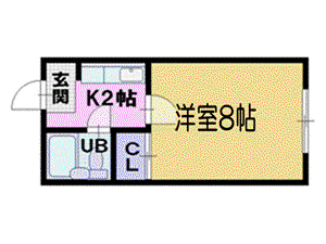 WING WALL(1K/1階)の間取り写真