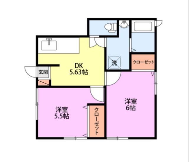 ルフィ寺尾(2DK/1階)の間取り写真