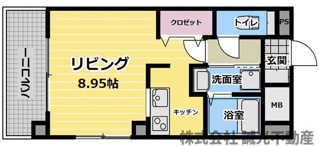 ヘリオス(1K/7階)の間取り写真