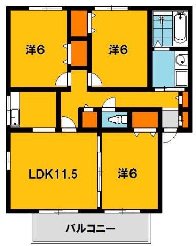 プランドール D(3LDK/1階)の間取り写真