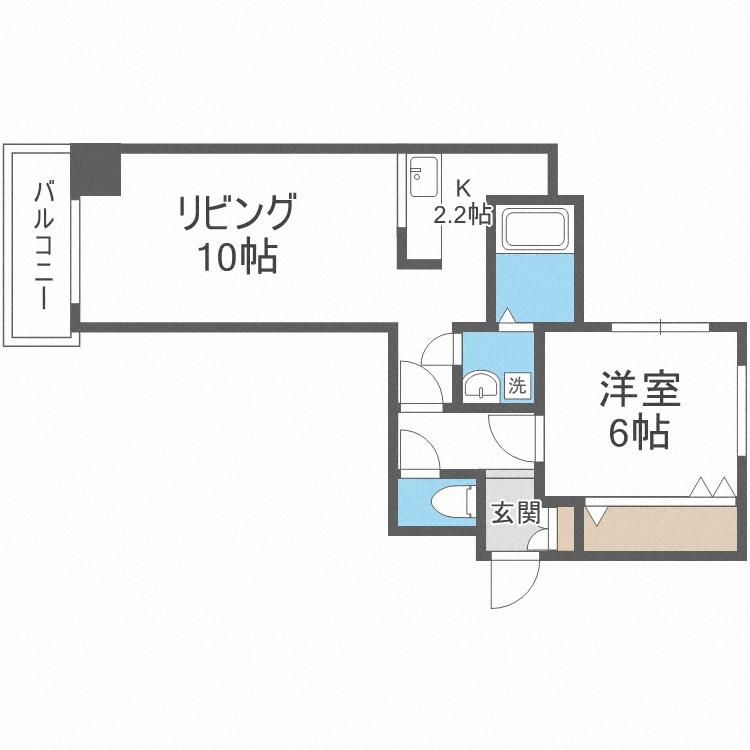 REALISER大通西(1LDK/6階)の間取り写真