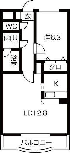 プリミエール小木(1LDK/1階)の間取り写真