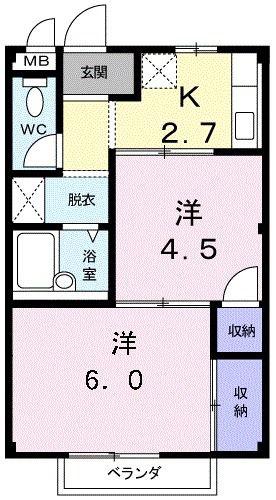 エルディム青山(2K/2階)の間取り写真