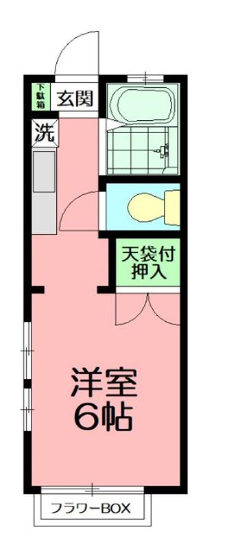 ビュー湘南(1K/1階)の間取り写真