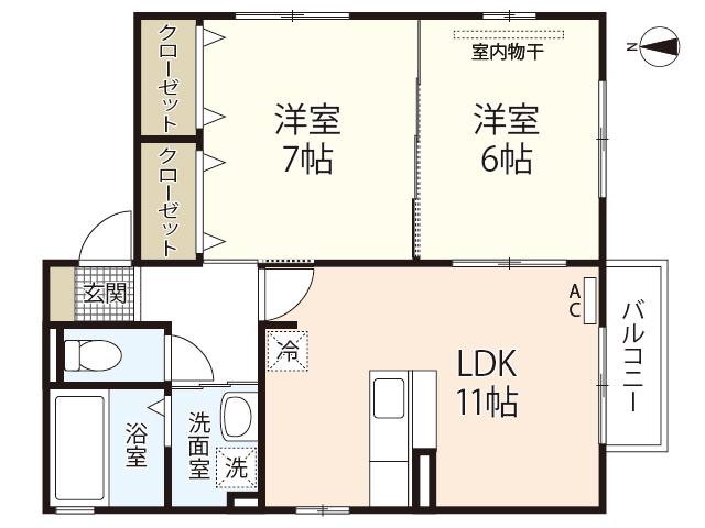 フォンテーヌ(2LDK/2階)の間取り写真