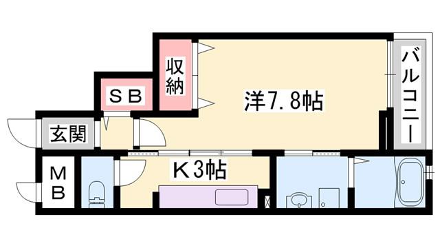 グランアウローラVIII(1K/3階)の間取り写真