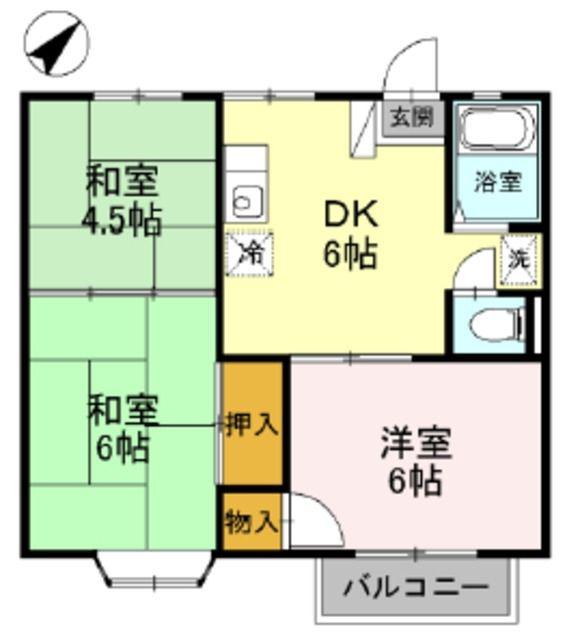 クローカスA(3DK/1階)の間取り写真